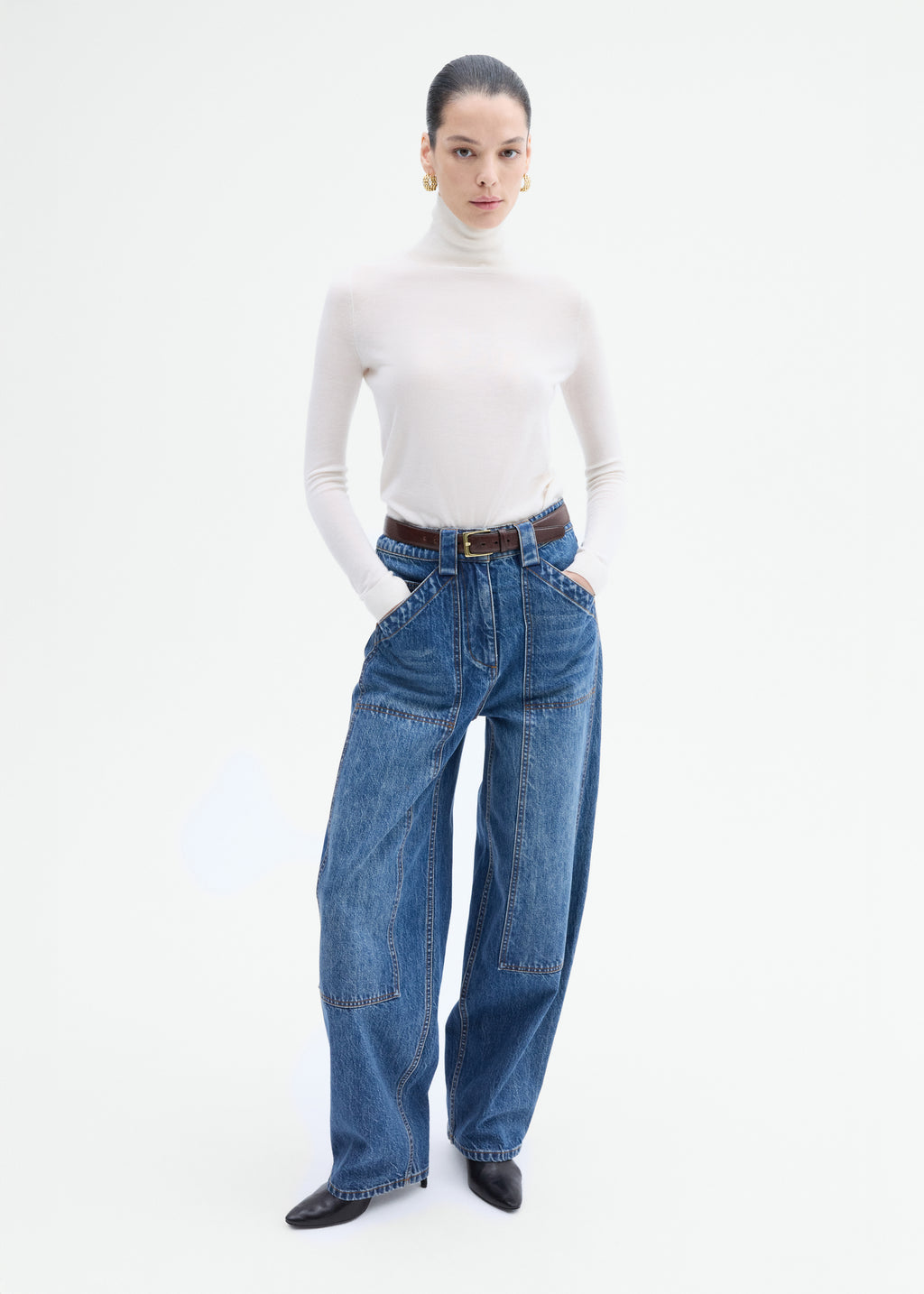 Slim Turtleneck in Fine Cashmere - Ivory - CO