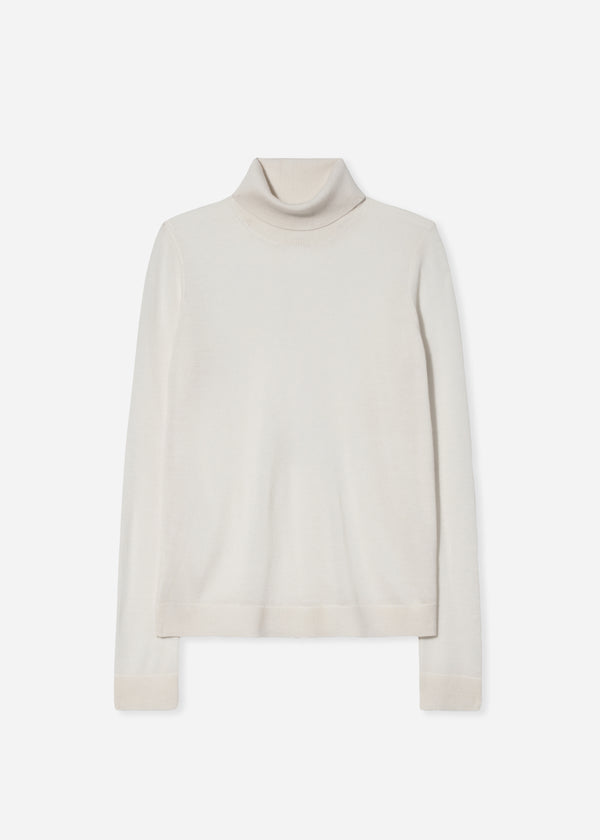 Slim Turtleneck in Fine Cashmere - Ivory - CO