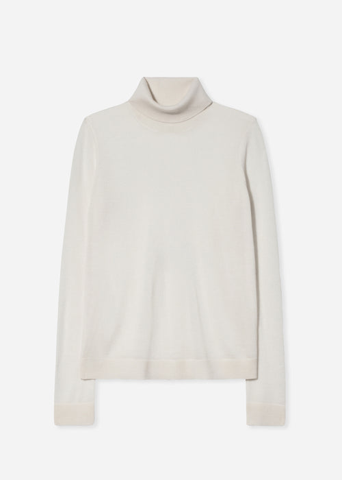 Slim Turtleneck in Fine Cashmere - Ivory, image 3 of 3