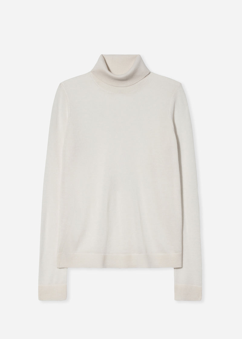 Slim Turtleneck in Fine Cashmere - Ivory - CO