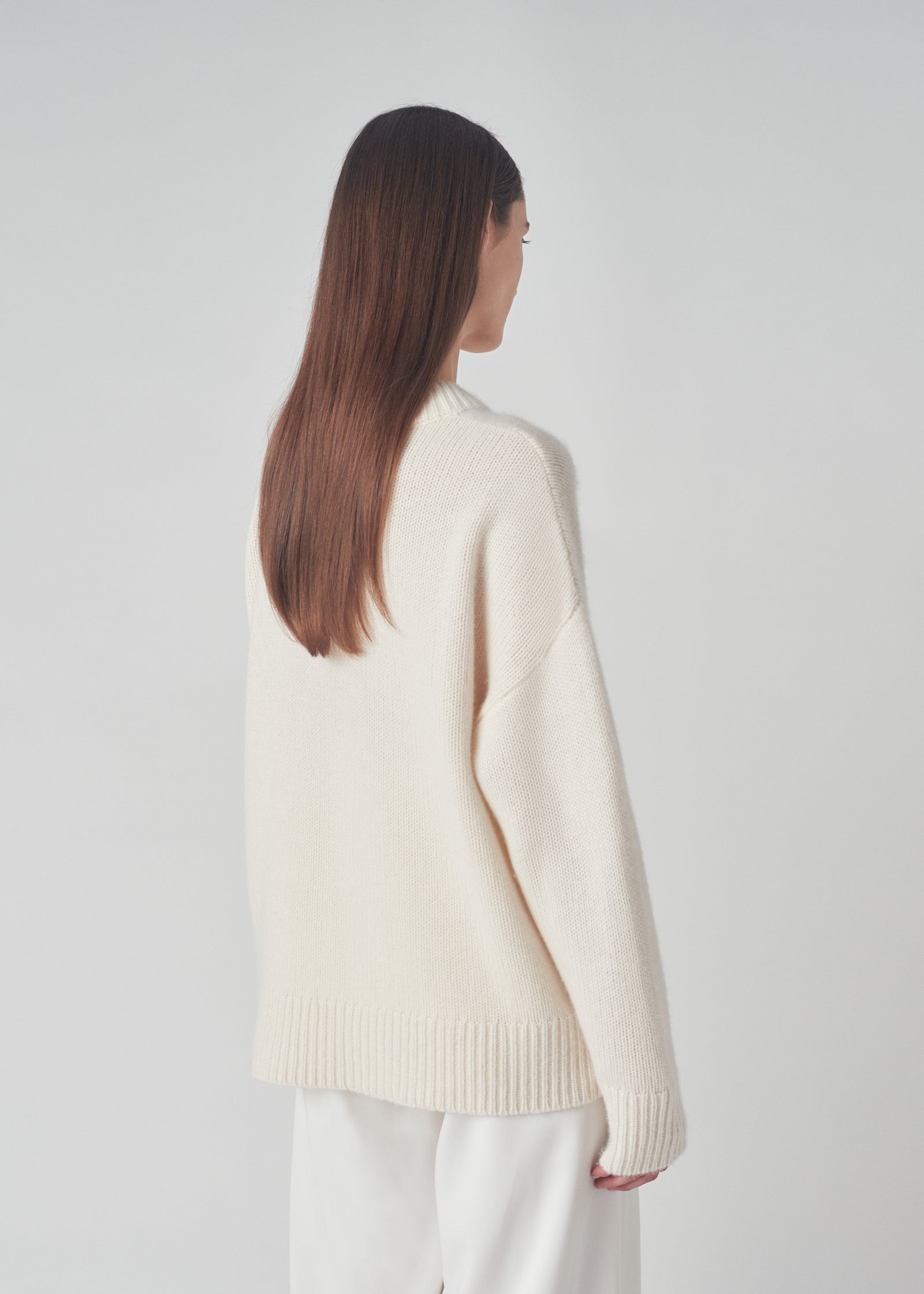 Boyfriend Sweater in Cashmere - Ivory - CO Collections