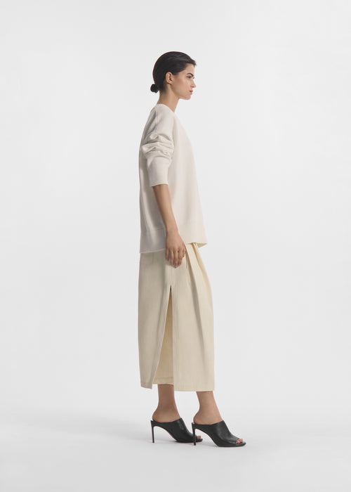 Boyfriend Crew Sweater in Cotton - White, image 3 of 4