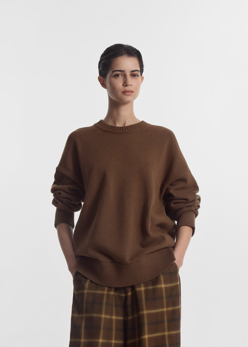 Boyfriend Crew Sweater in Cotton - Olive, image 1 of 4