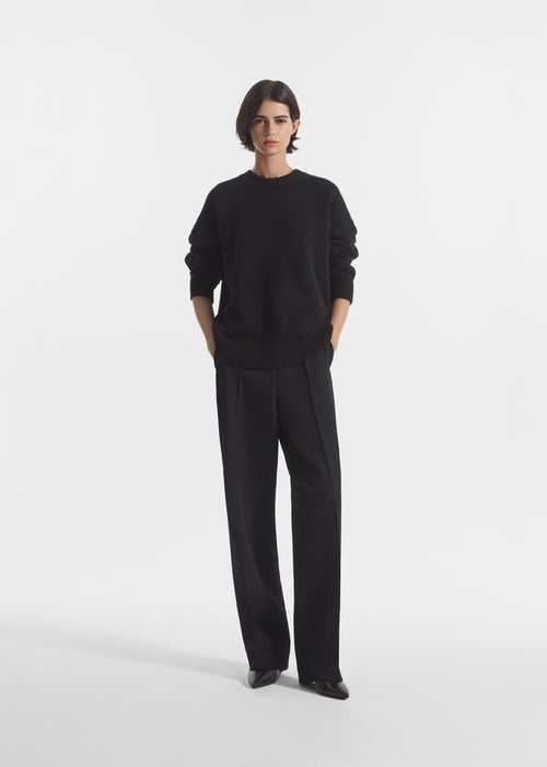 Boyfriend Crew Neck in Wool Cashmere - Black, image 3 of 5