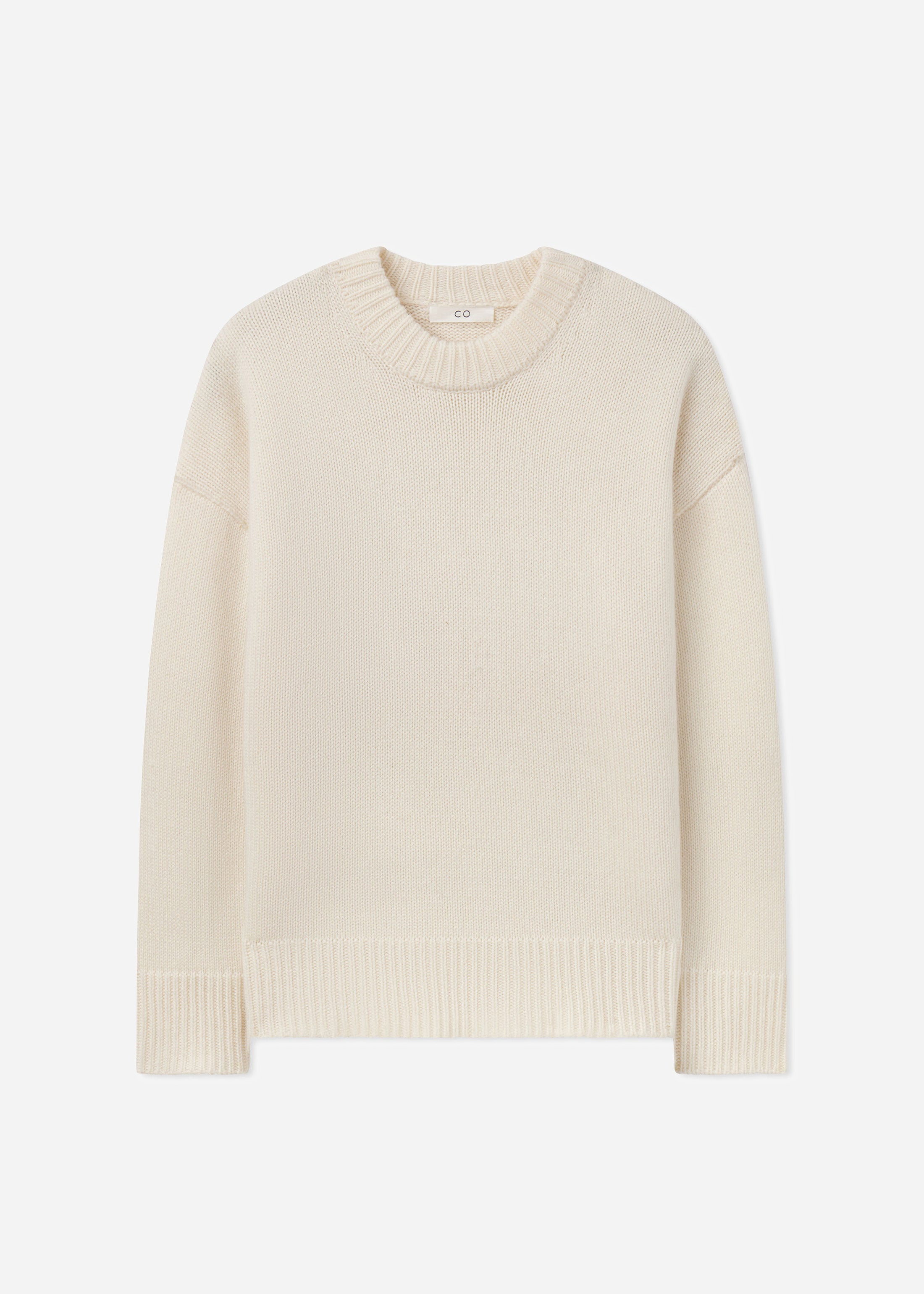 Boyfriend Crew Sweater in Wool Cashmere - Ivory