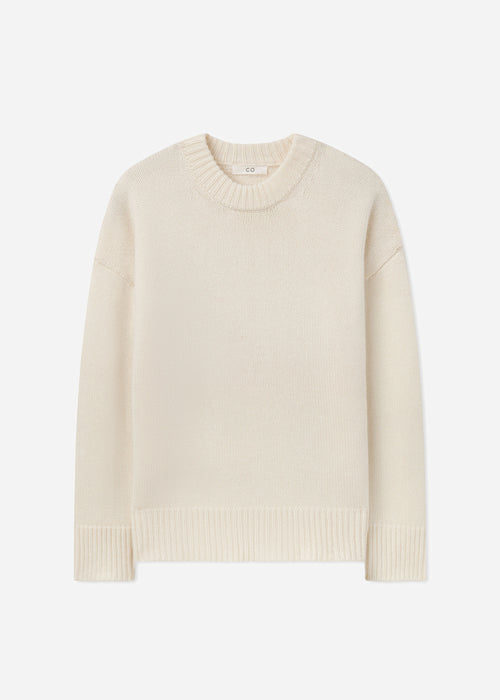 Boyfriend Crew Sweater in Wool Cashmere - Ivory, image 4 of 4