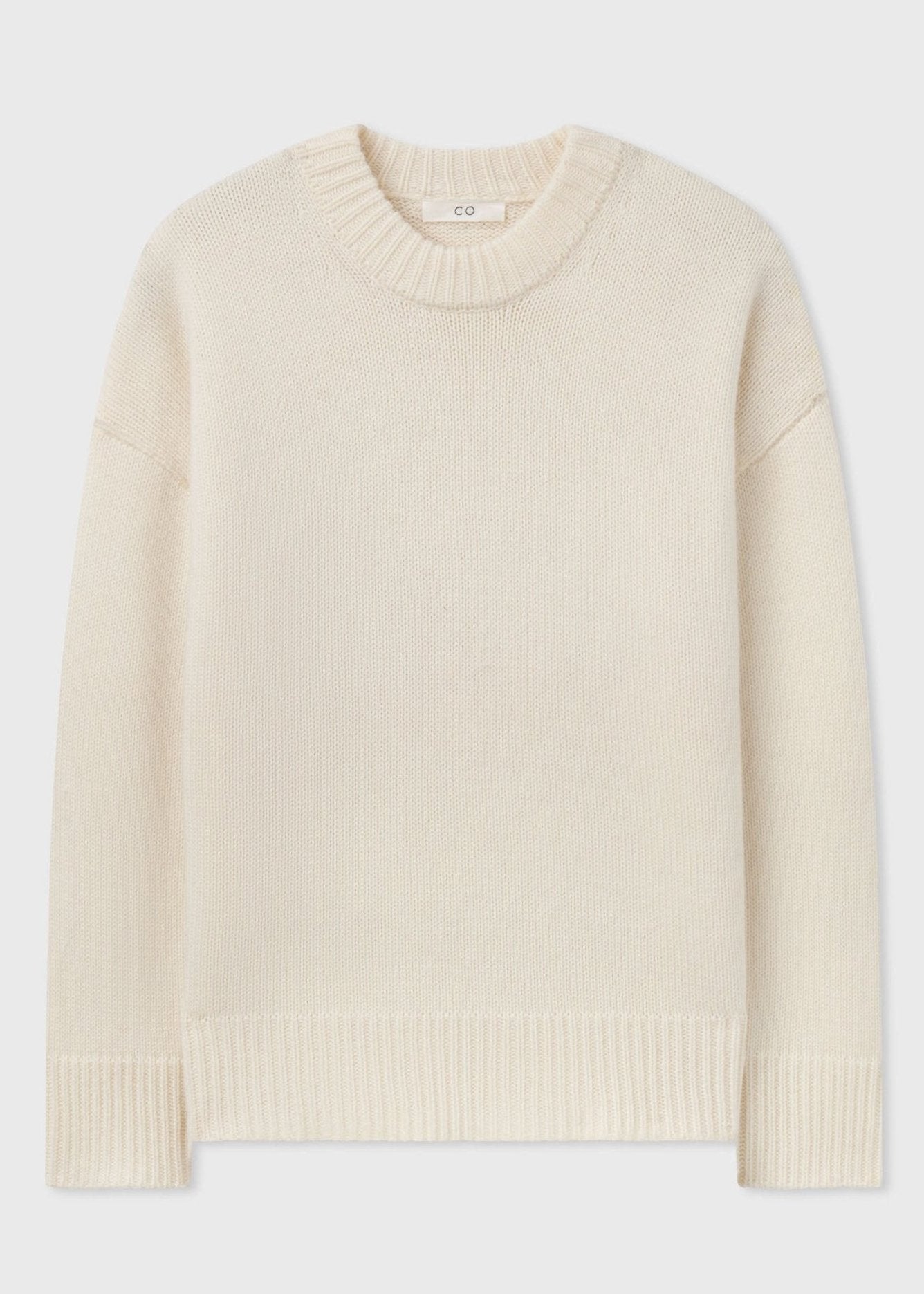 Boyfriend Crew Neck in Wool Cashmere - Ivory