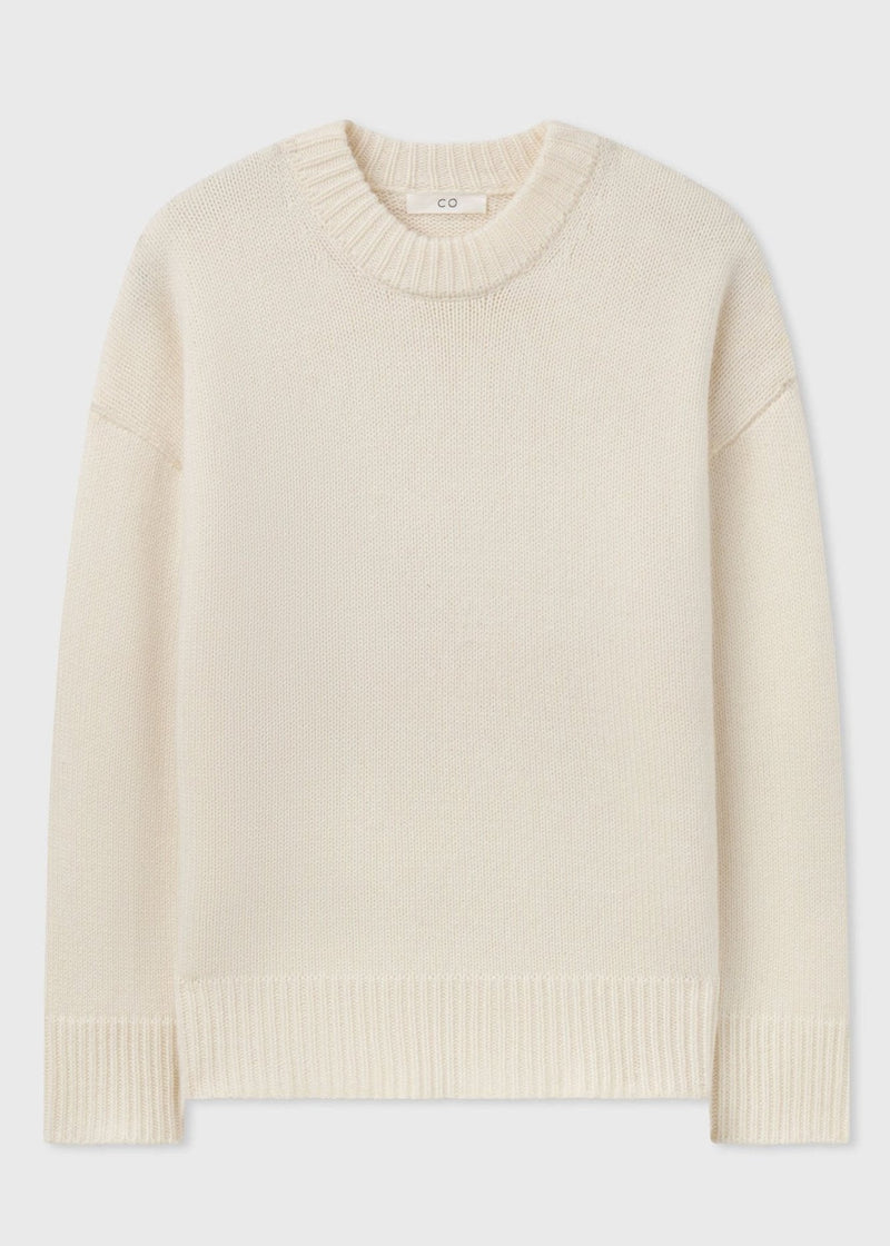 Boyfriend Crew Neck in Wool Cashmere - Ivory - CO