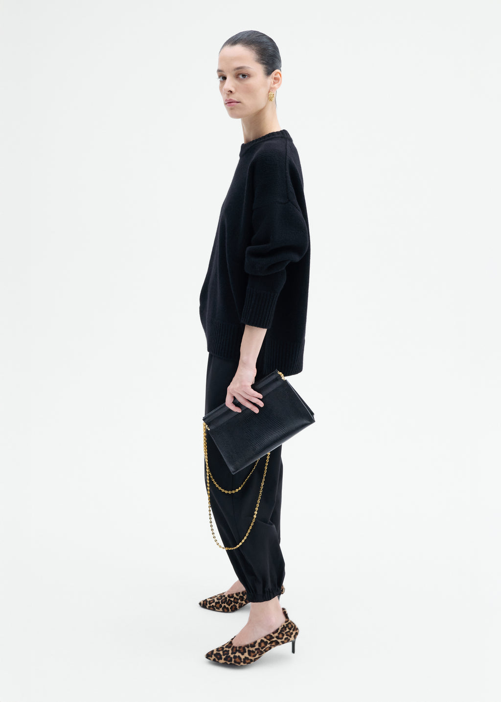 Boyfriend Crew Neck in Wool Cashmere - Black - CO