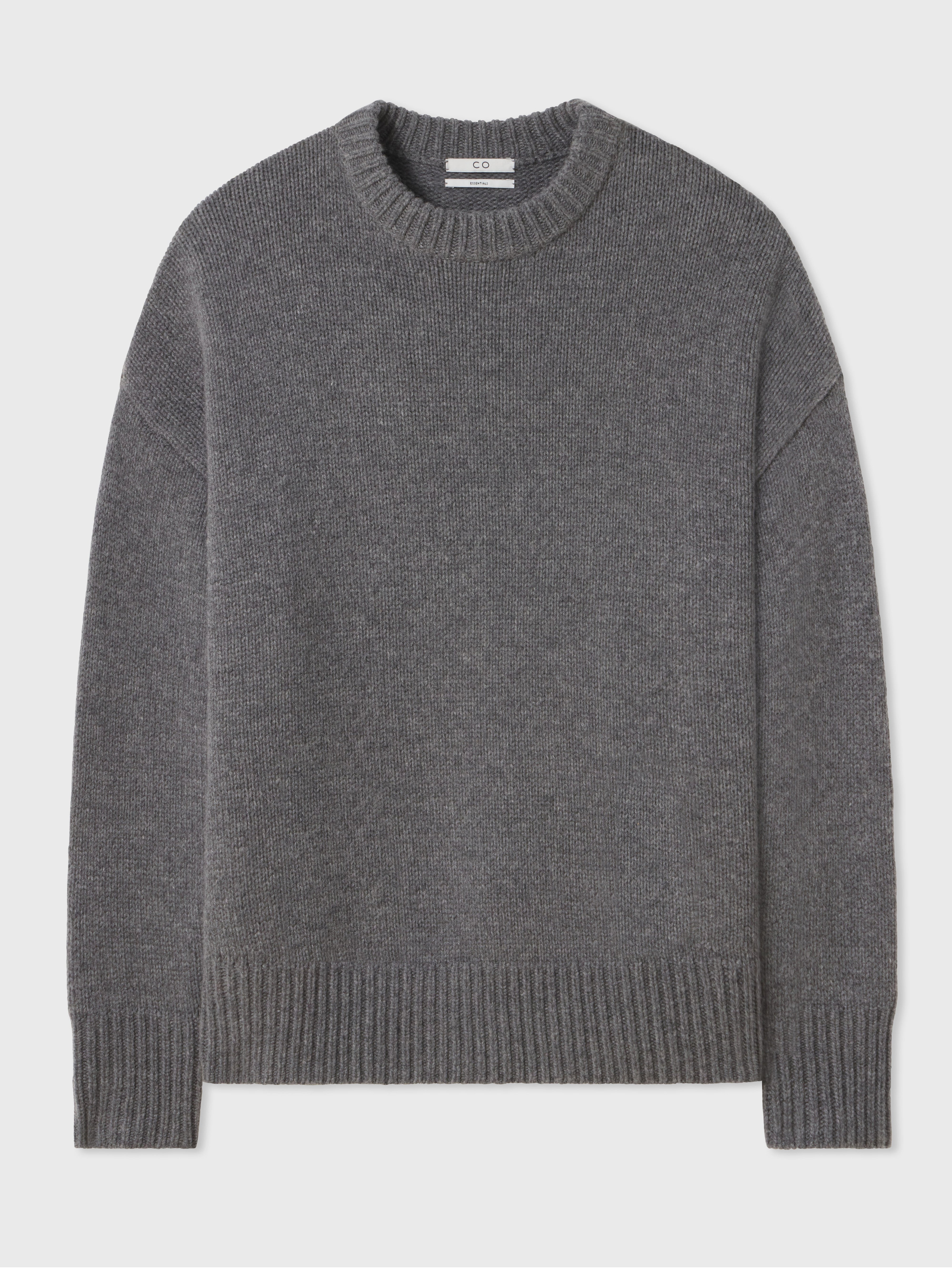 Boyfriend Crew Neck in Wool Cashmere - Grey