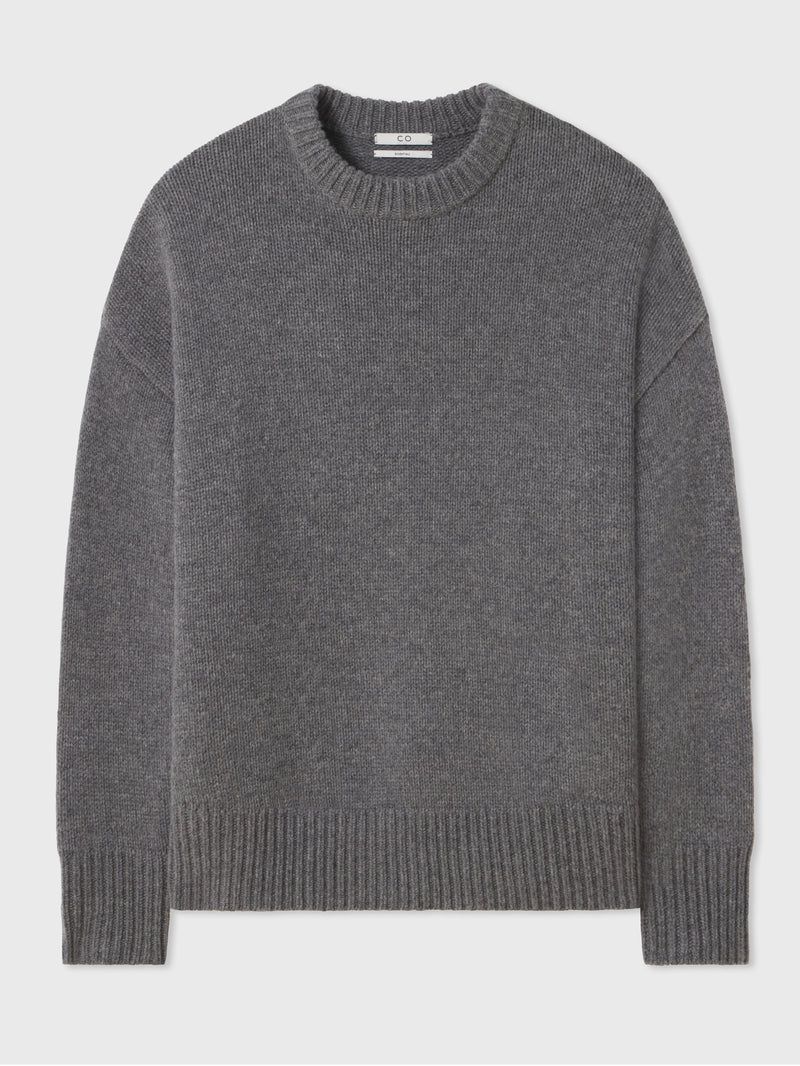 Boyfriend Crew Neck in Wool Cashmere - Grey - CO