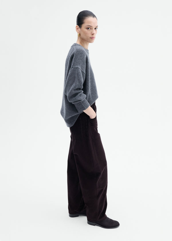Boyfriend Crew Neck in Wool Cashmere - Grey - CO
