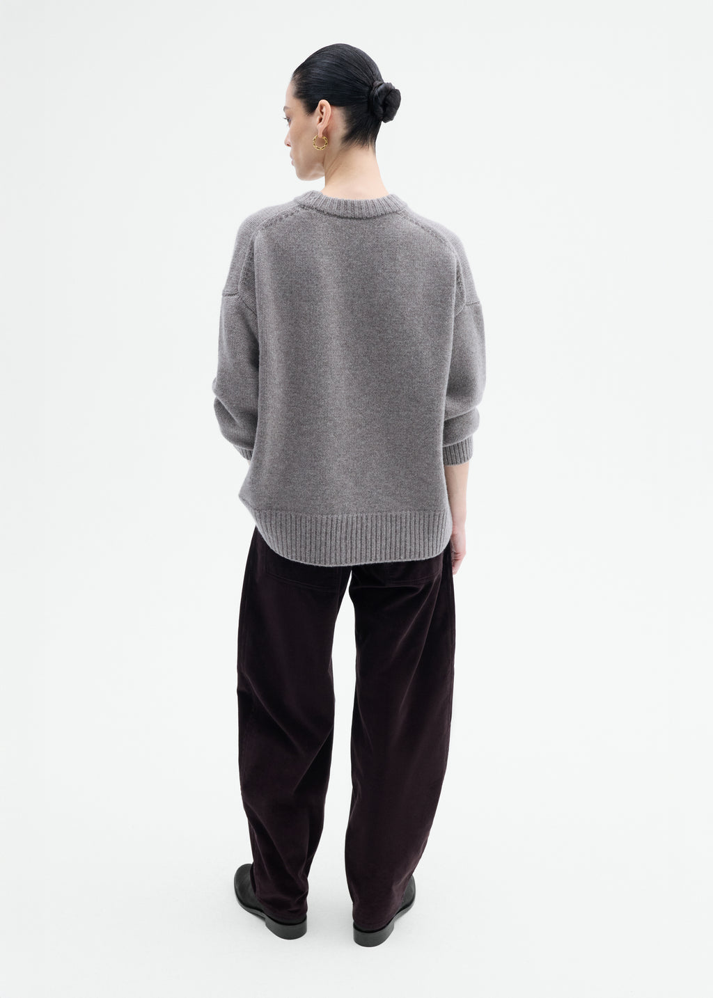 Boyfriend Crew Sweater in Wool Cashmere - Taupe - CO