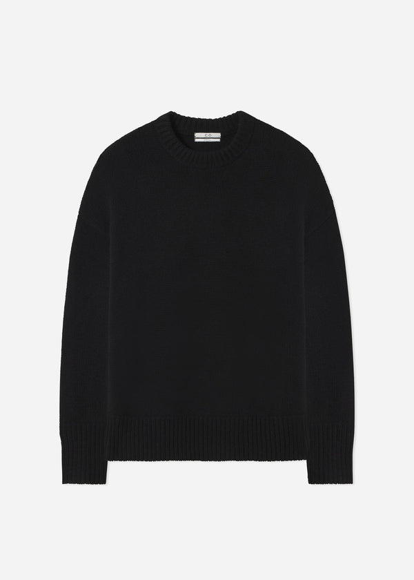 Boyfriend Crew Neck in Wool Cashmere - Black - CO