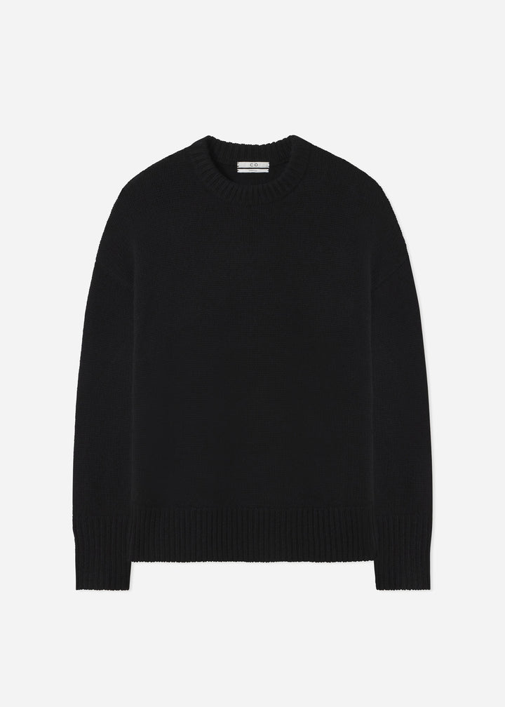 Boyfriend Crew Neck in Wool Cashmere - Black