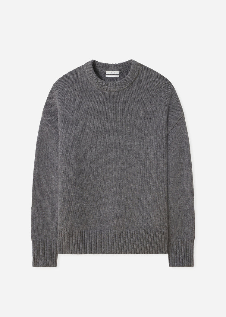 Boyfriend Crew Neck in Wool Cashmere - Grey, image 4 of 4
