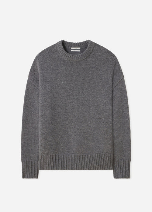 Boyfriend Crew Neck in Wool Cashmere - Grey, image 4 of 4