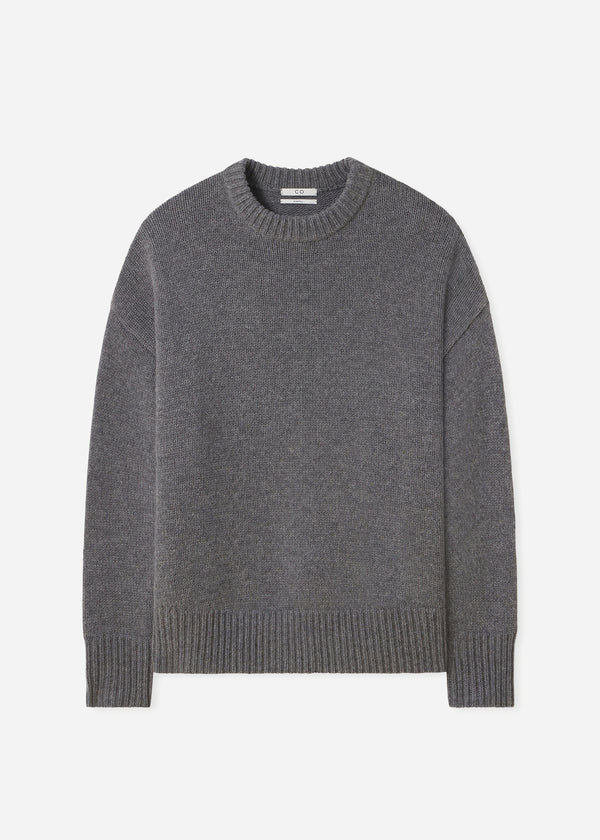 Boyfriend Crew Neck in Wool Cashmere - Grey - CO