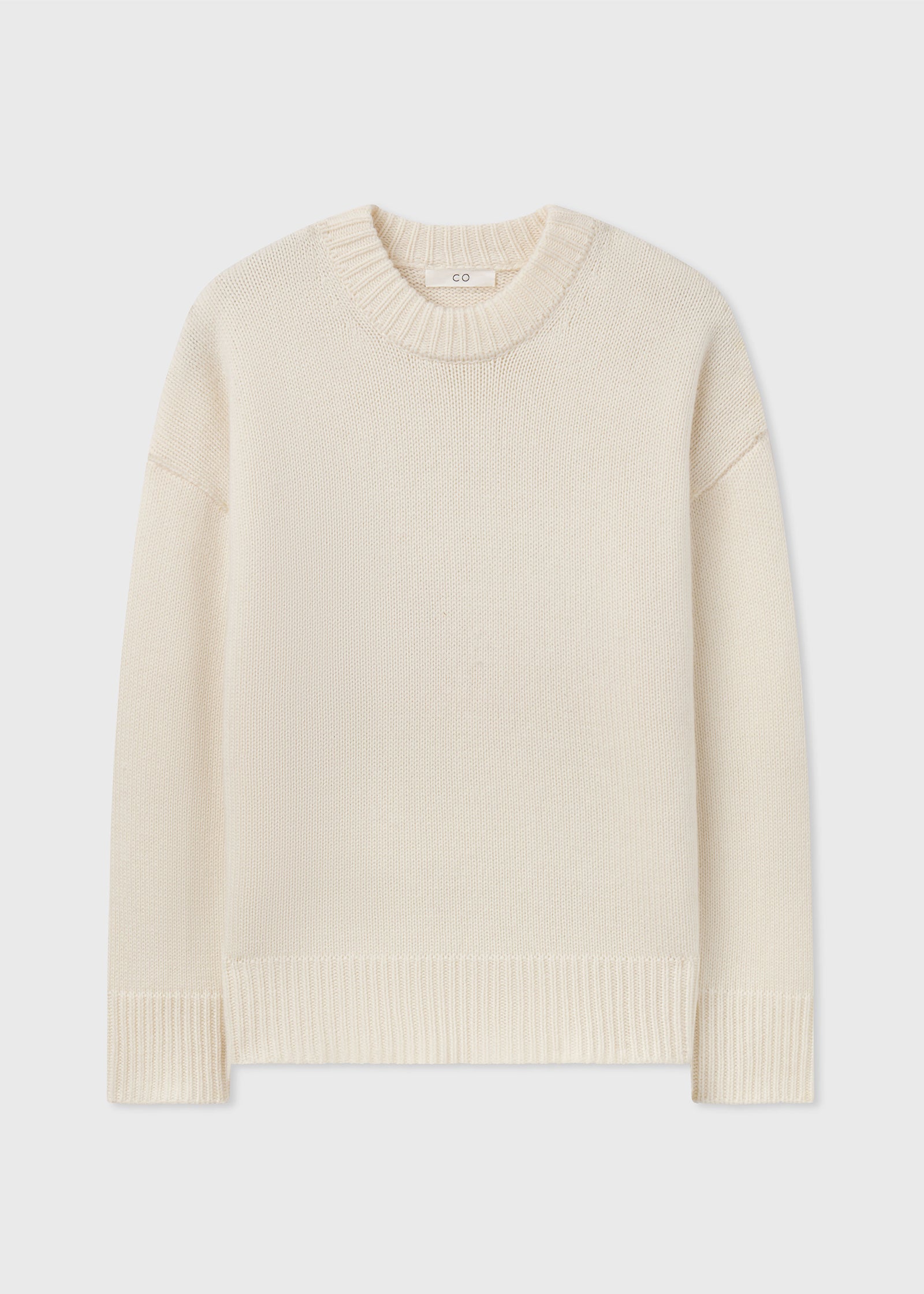 Boyfriend Crew Neck in Wool Cashmere - Ivory