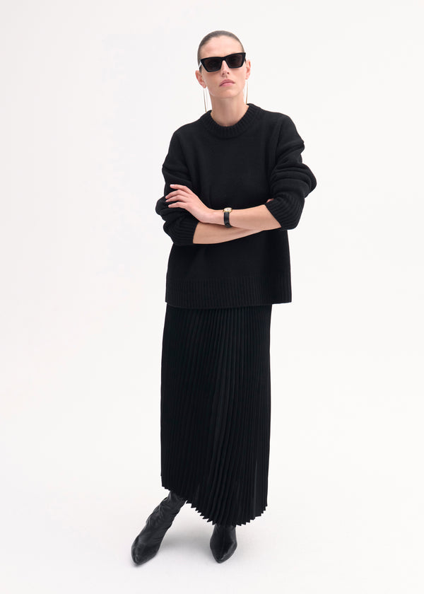 Boyfriend Sweater in Wool Cashmere - Black - CO