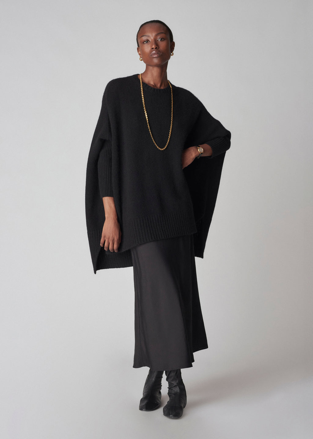 Slip Skirt in Fluid Twill - Black - CO