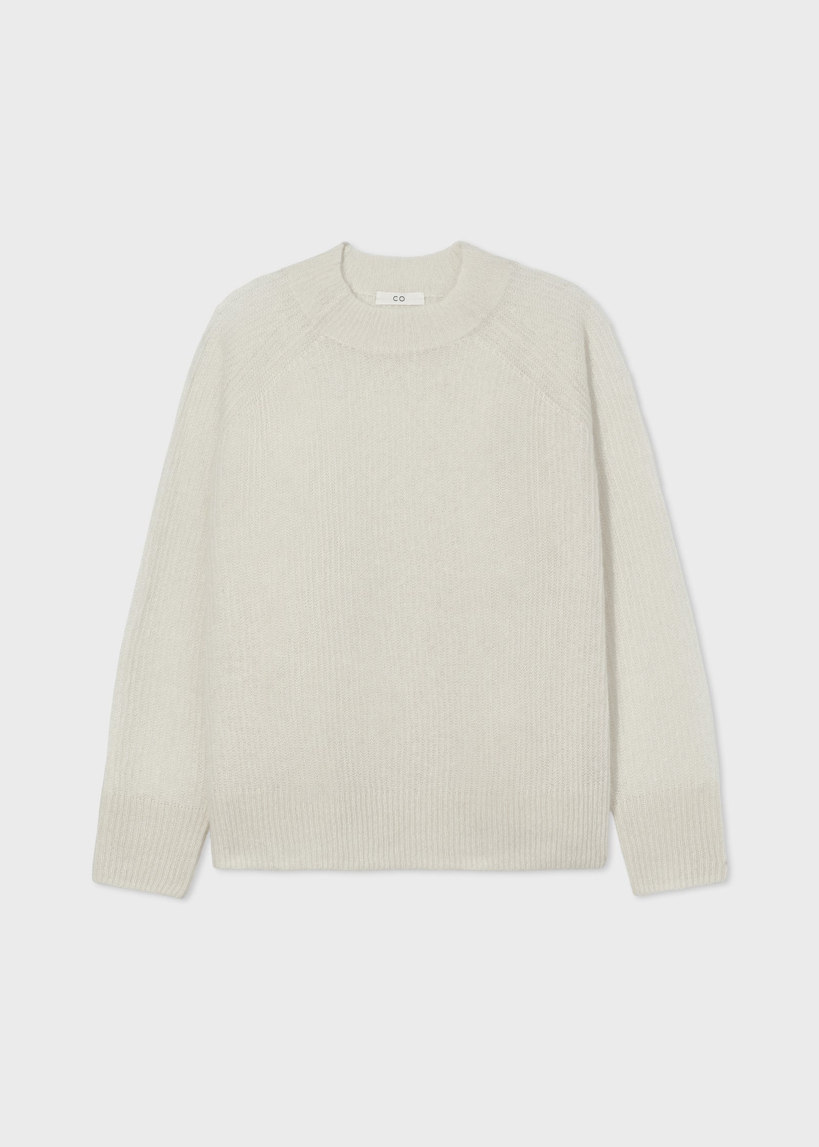 Loose Weave Raglan Crew in Cashmere Silk- Ivory