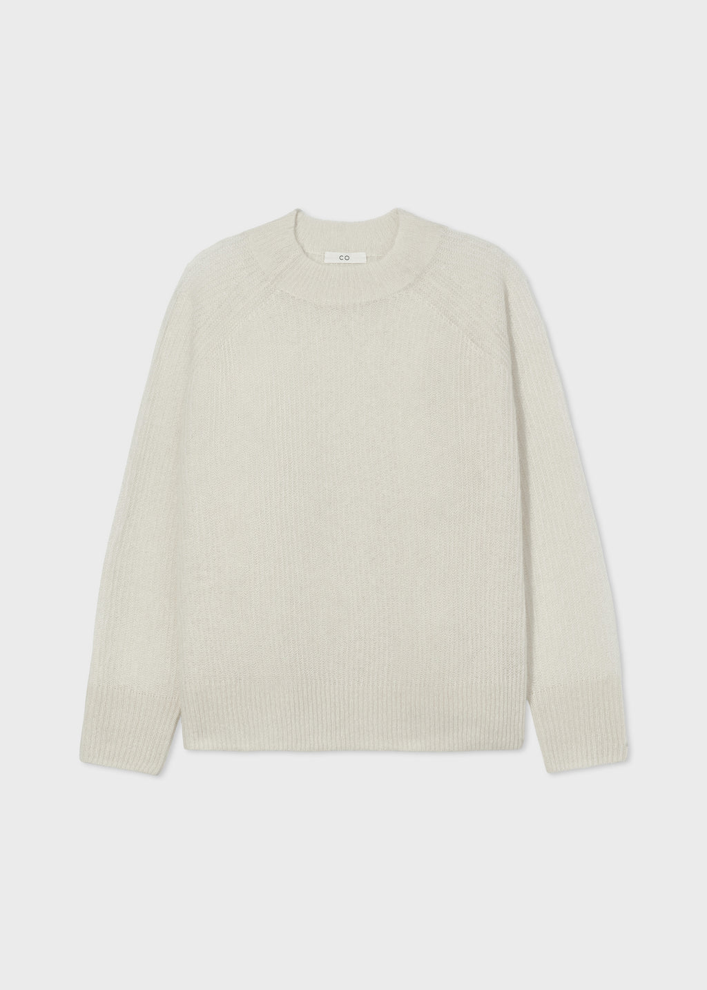 Loose Weave Raglan Crew in Cashmere Silk- Ivory - CO