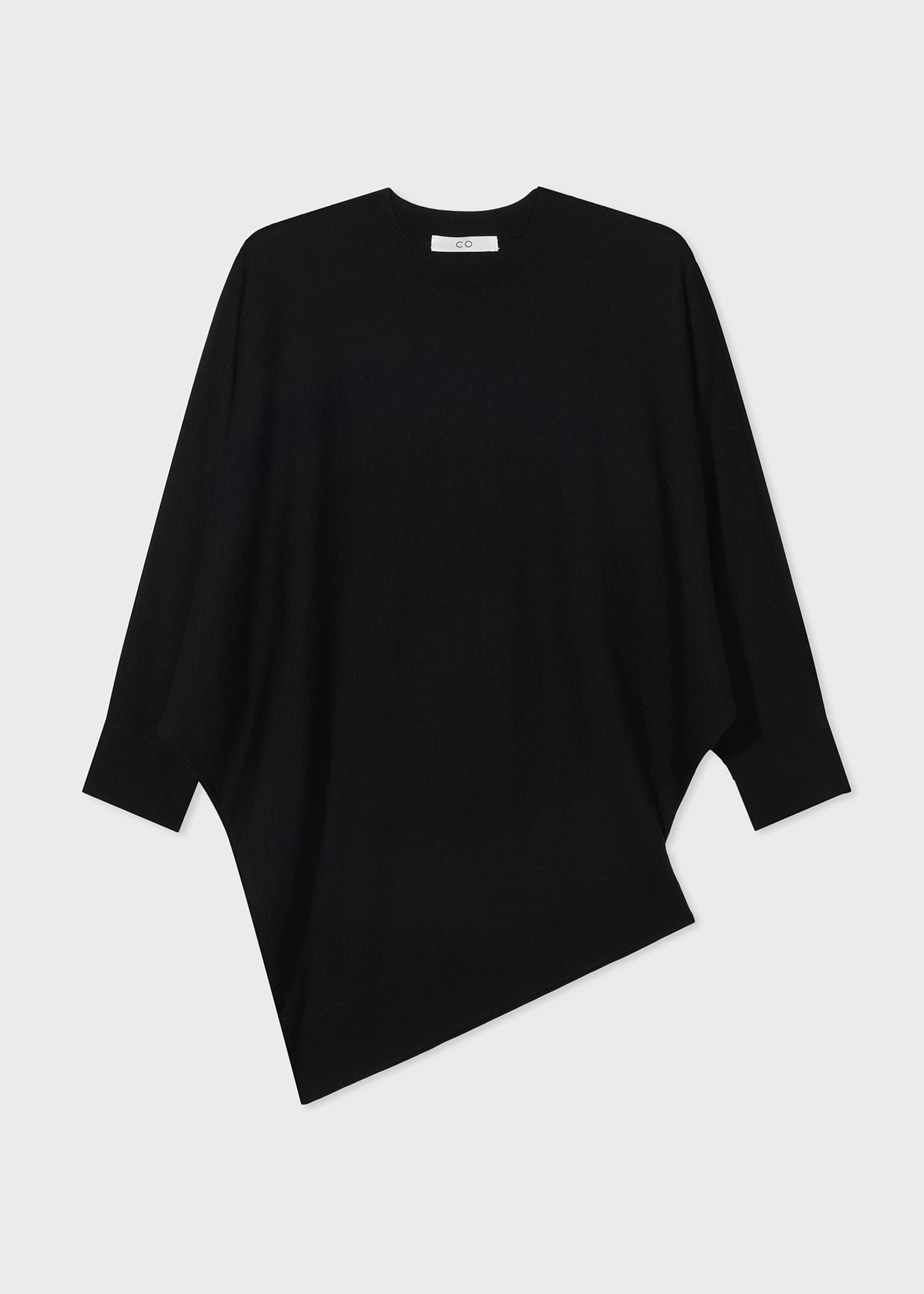 Draped Knit Top in Fine Cashmere - Black