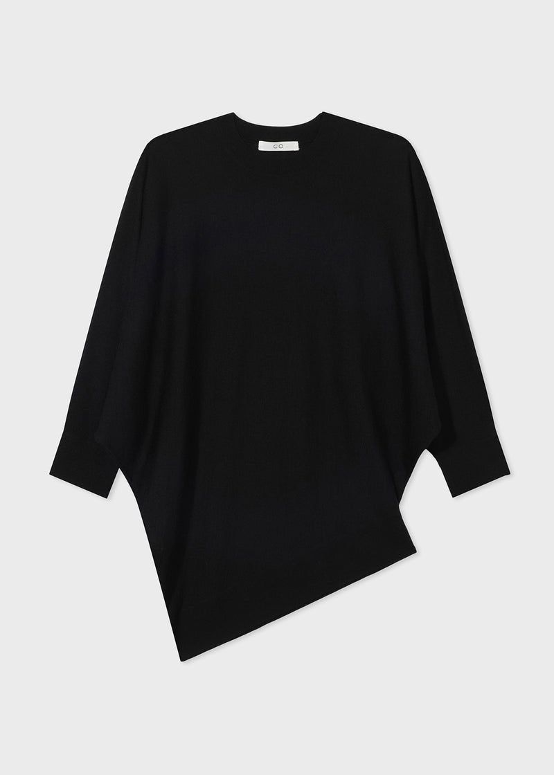 Draped Knit Top in Fine Cashmere - Black - CO