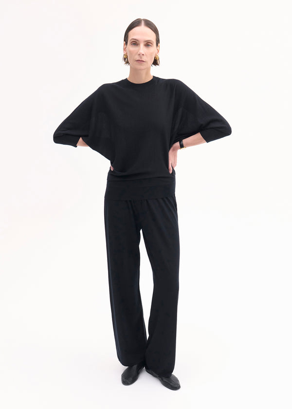 Pull Up Pant in Fine Cashmere - Black - CO