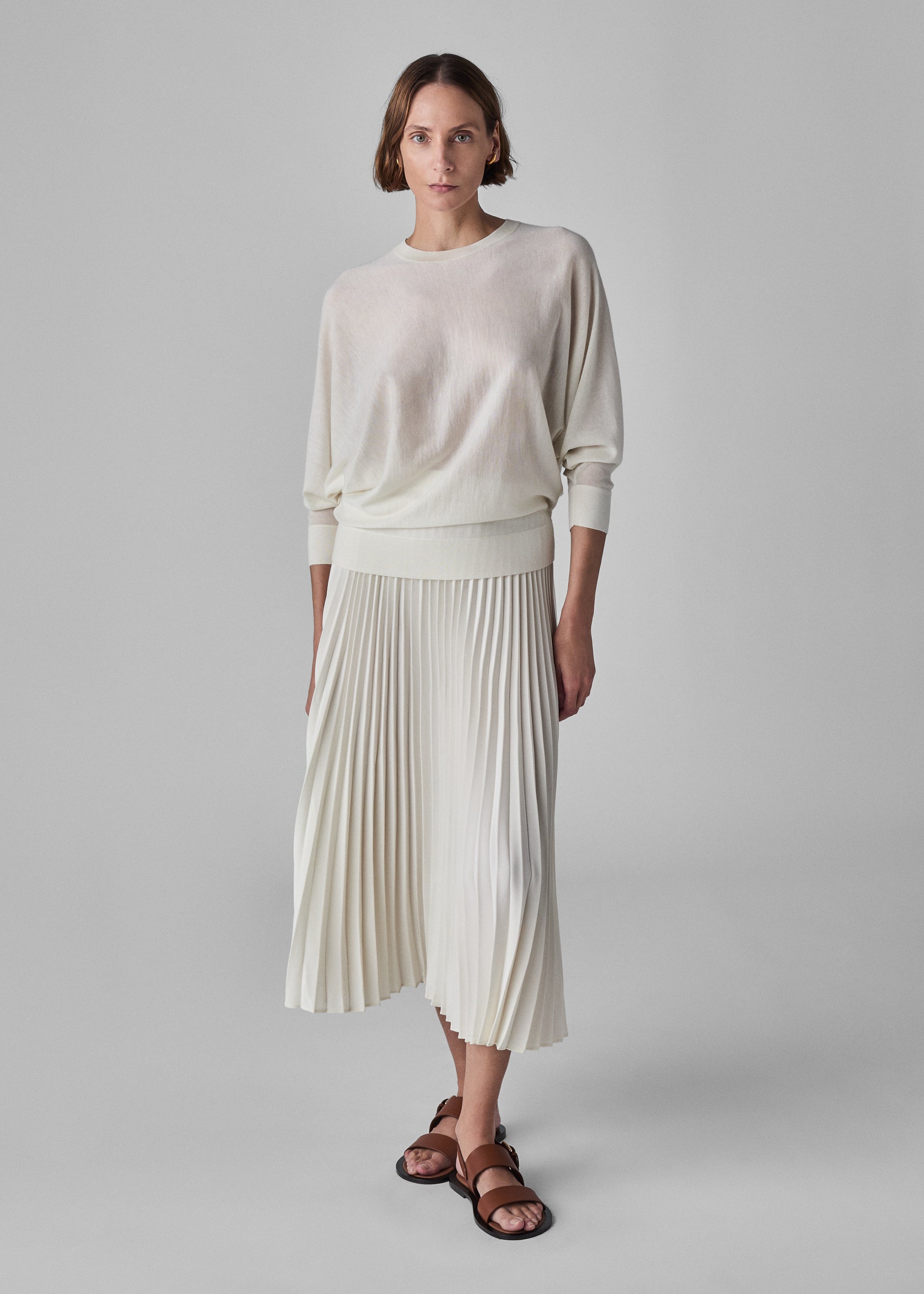 Draped Knit Top in Fine Cashmere - Ivory