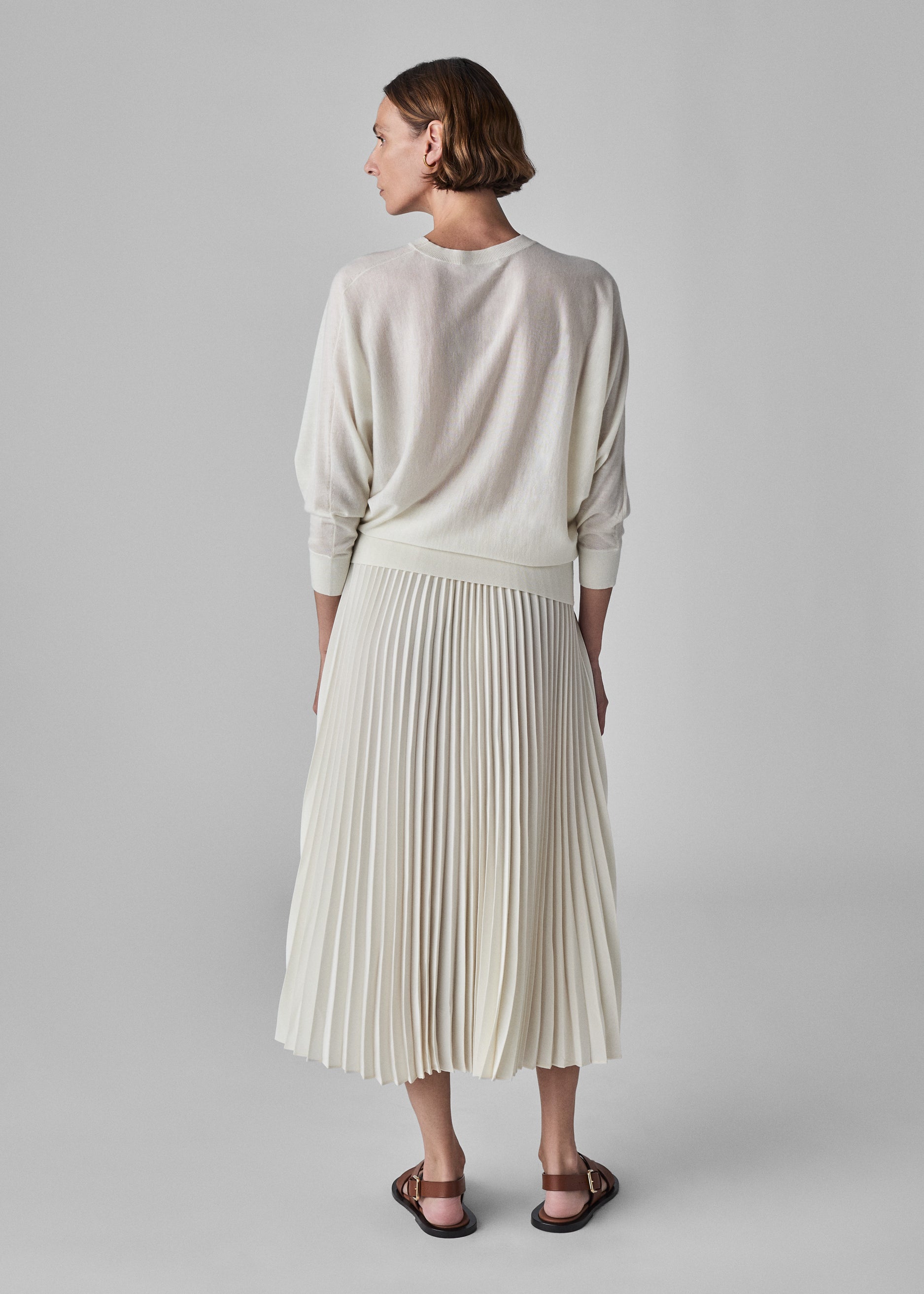 Draped Knit Top in Fine Cashmere - Ivory