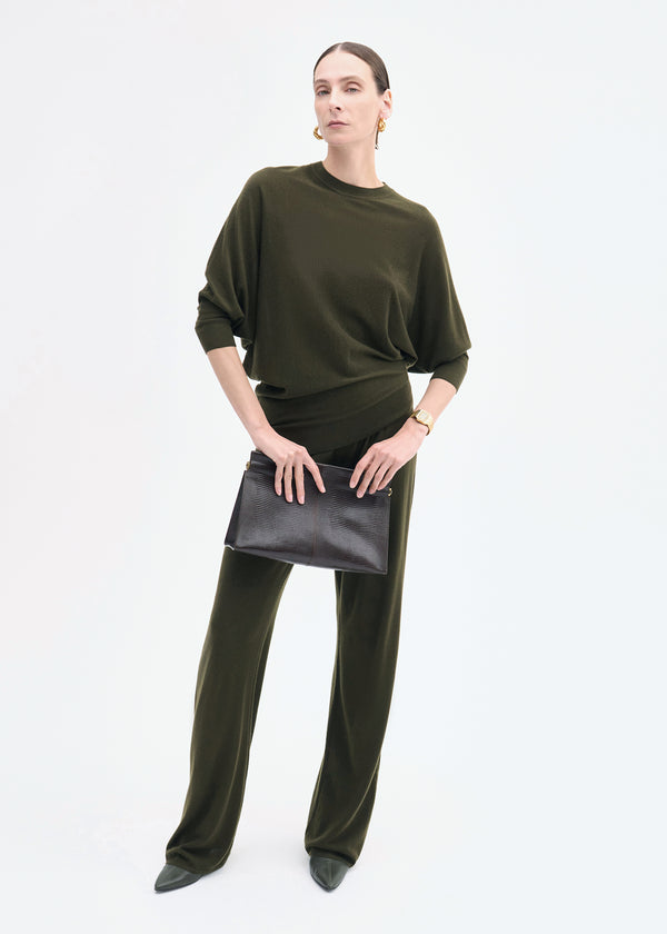 Pull Up Pant in Fine Cashmere  – Olive - CO