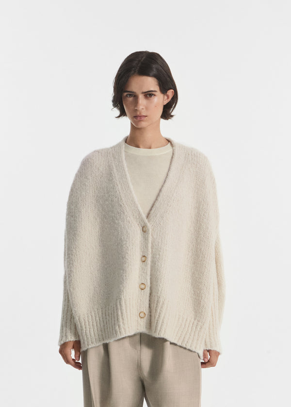 Batwing Cardigan in Alpaca Knit - Ivory, image 1 of 5