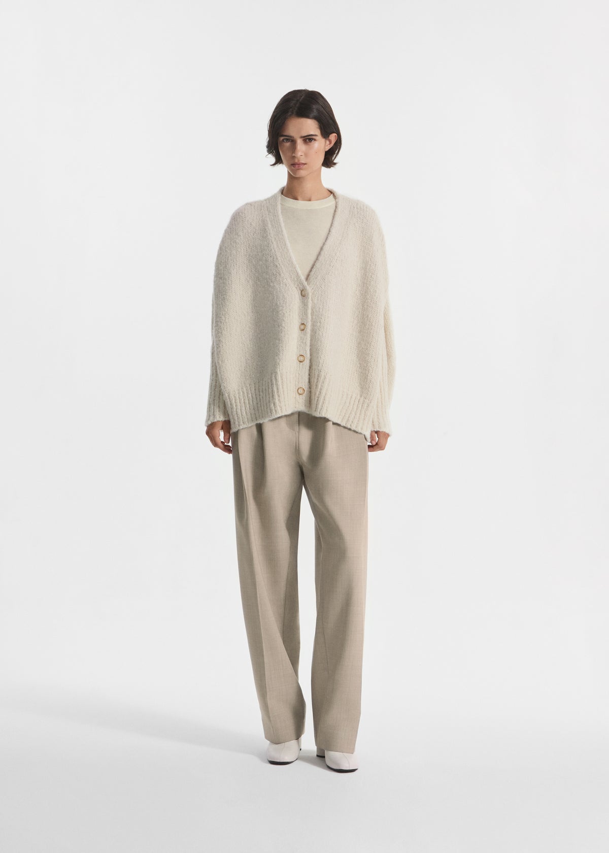 Batwing Cardigan in Alpaca Knit - Ivory, image 3 of 5