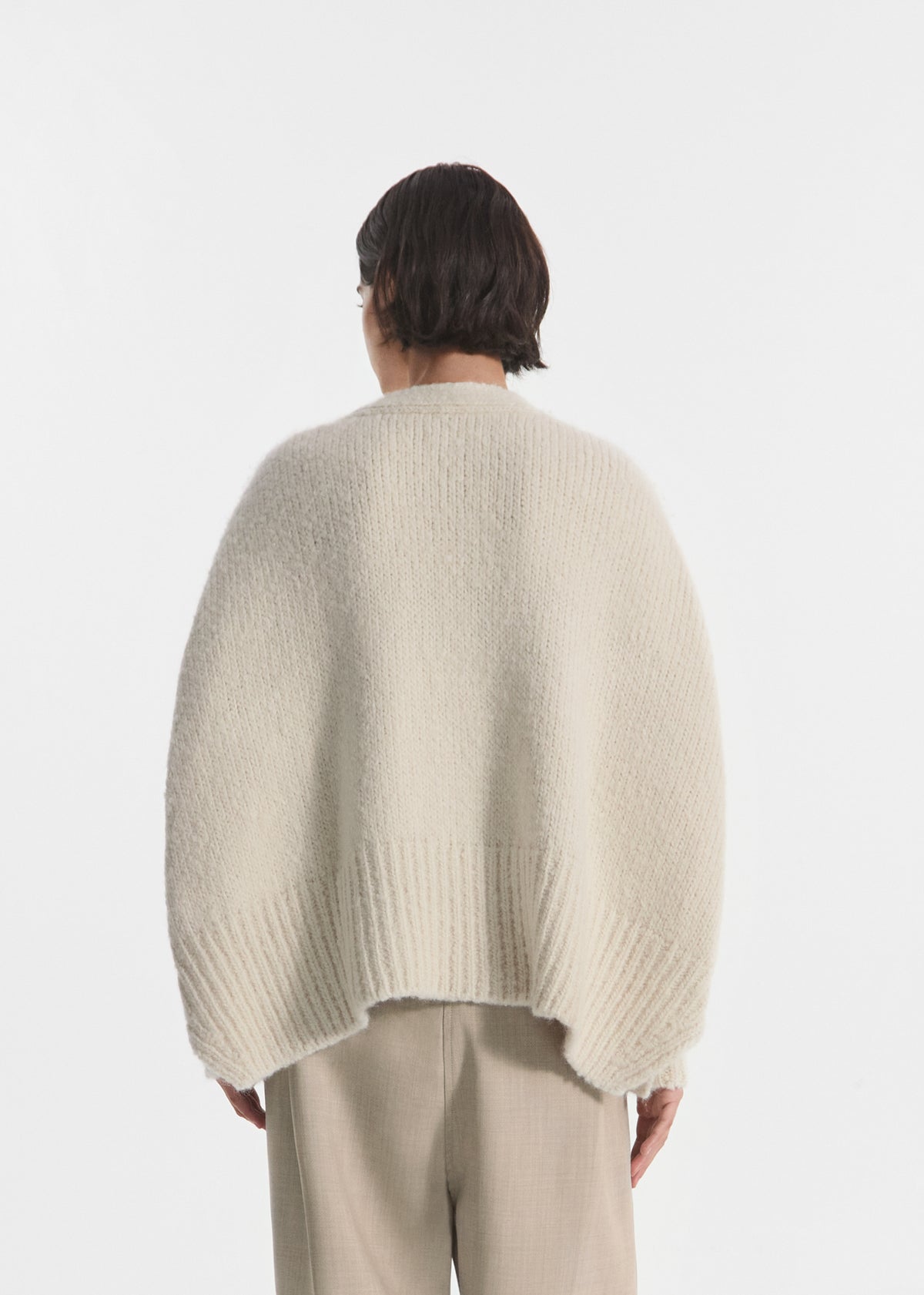 Batwing Cardigan in Alpaca Knit - Ivory, image 2 of 5
