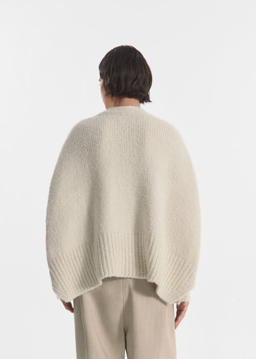 Batwing Cardigan in Alpaca Knit - Ivory, image 2 of 5