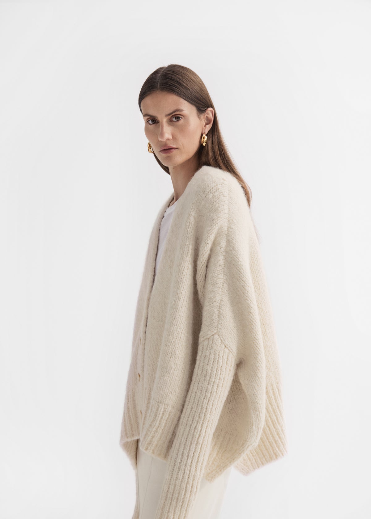 Batwing Cardigan in Alpaca Knit - Ivory, image 4 of 6