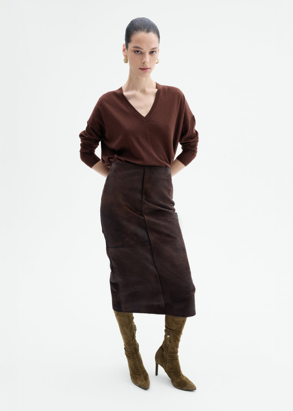 V-Neck Sweater in Fine Cashmere - Coco - CO