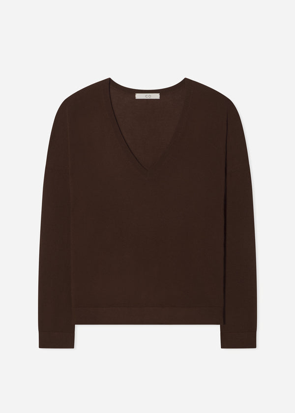 V-Neck Sweater in Fine Cashmere - Coco - CO