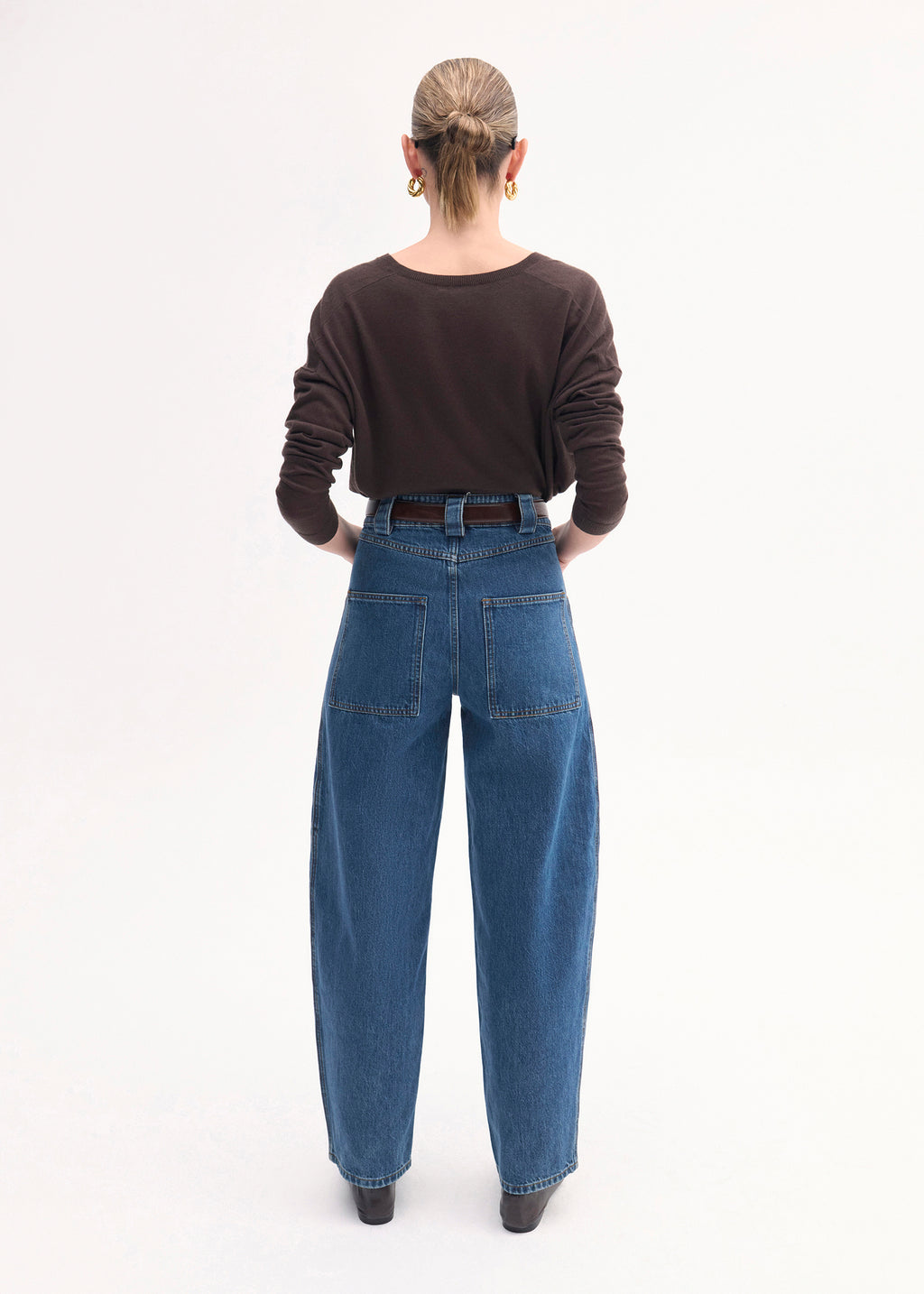 V-Neck Top in Fine Cashmere - Chocolate - CO