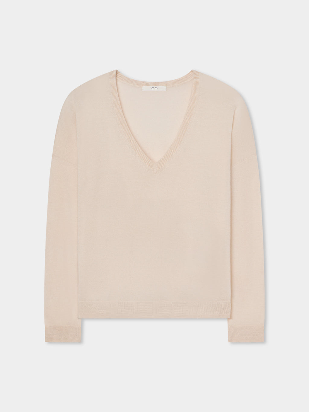 V-Neck Sweater in Fine Cashmere - Whisper Pink - CO