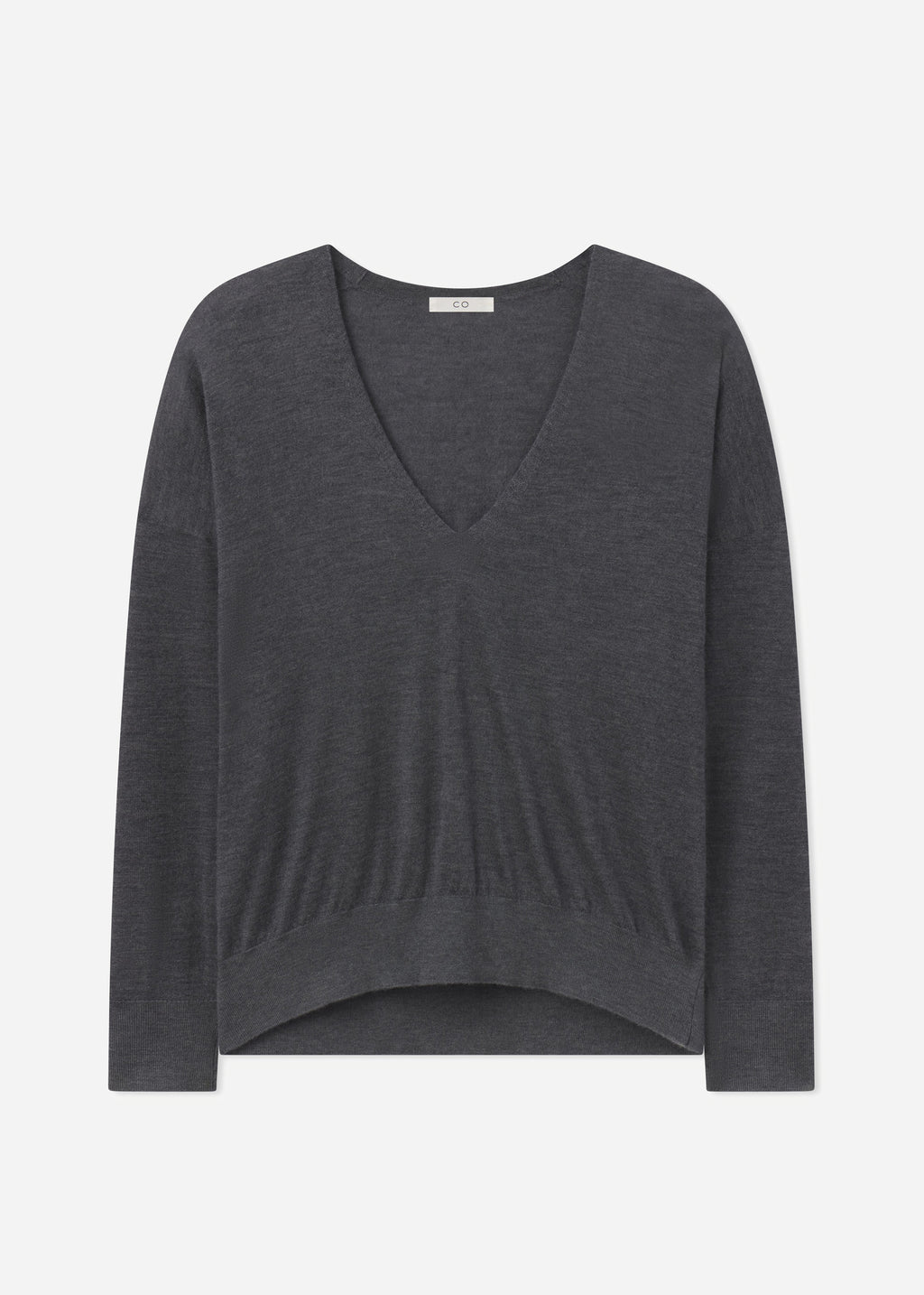 V-Neck Sweater in Fine Cashmere - Grey - CO