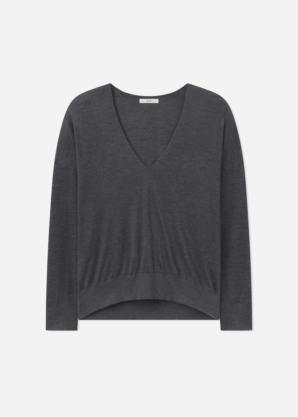 V-Neck Sweater in Fine Cashmere - Grey - CO