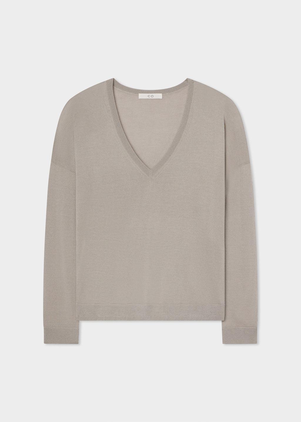 V-Neck Sweater in Fine Cashmere - Stone - CO