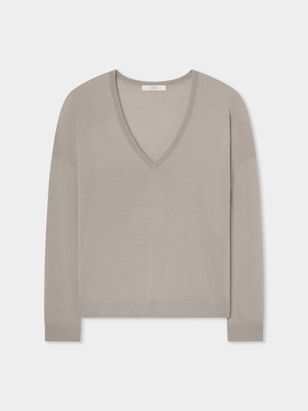 V-Neck Sweater in Fine Cashmere - Stone - CO