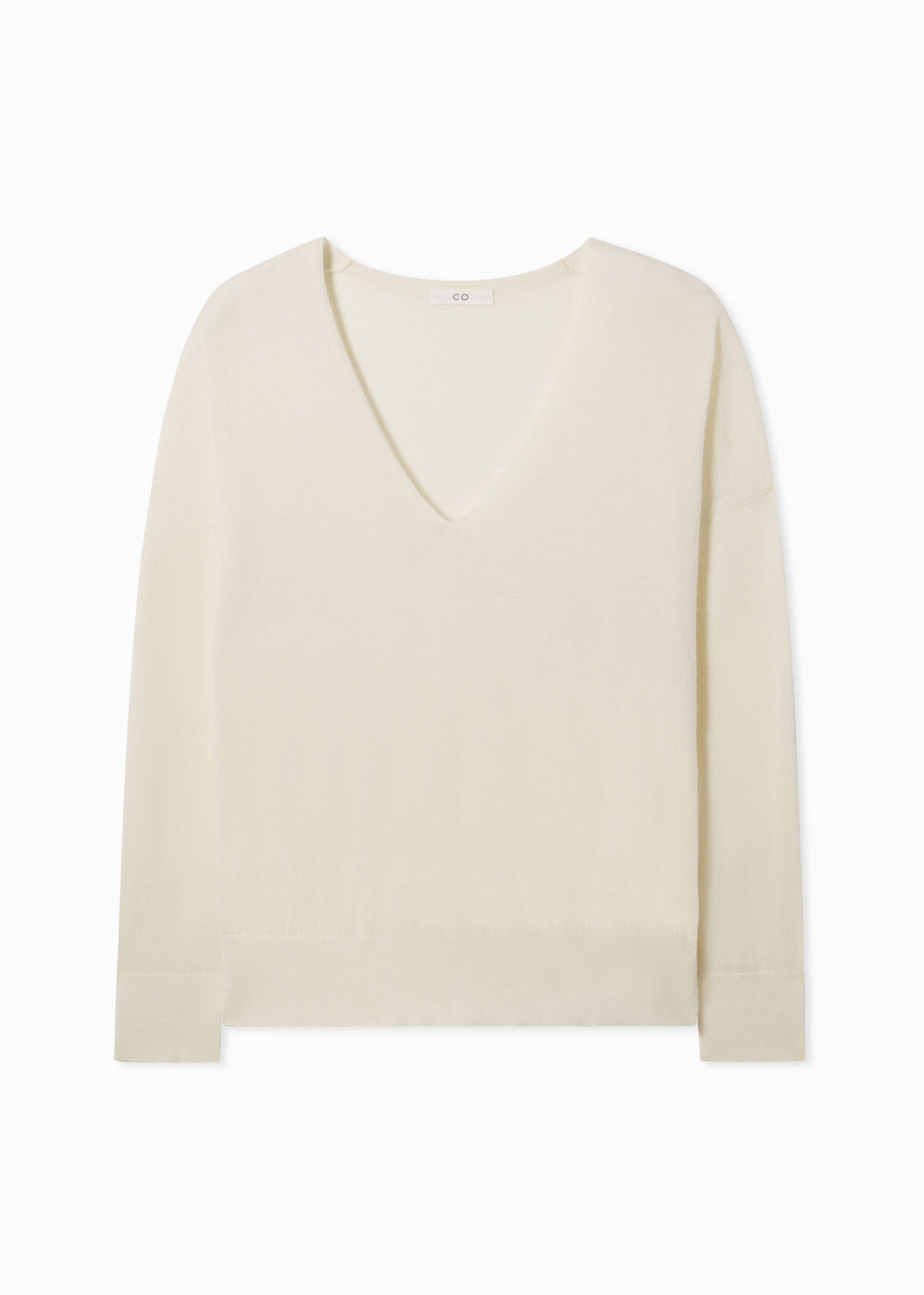 V-Neck Sweater in Fine Cashmere - Ivory - CO