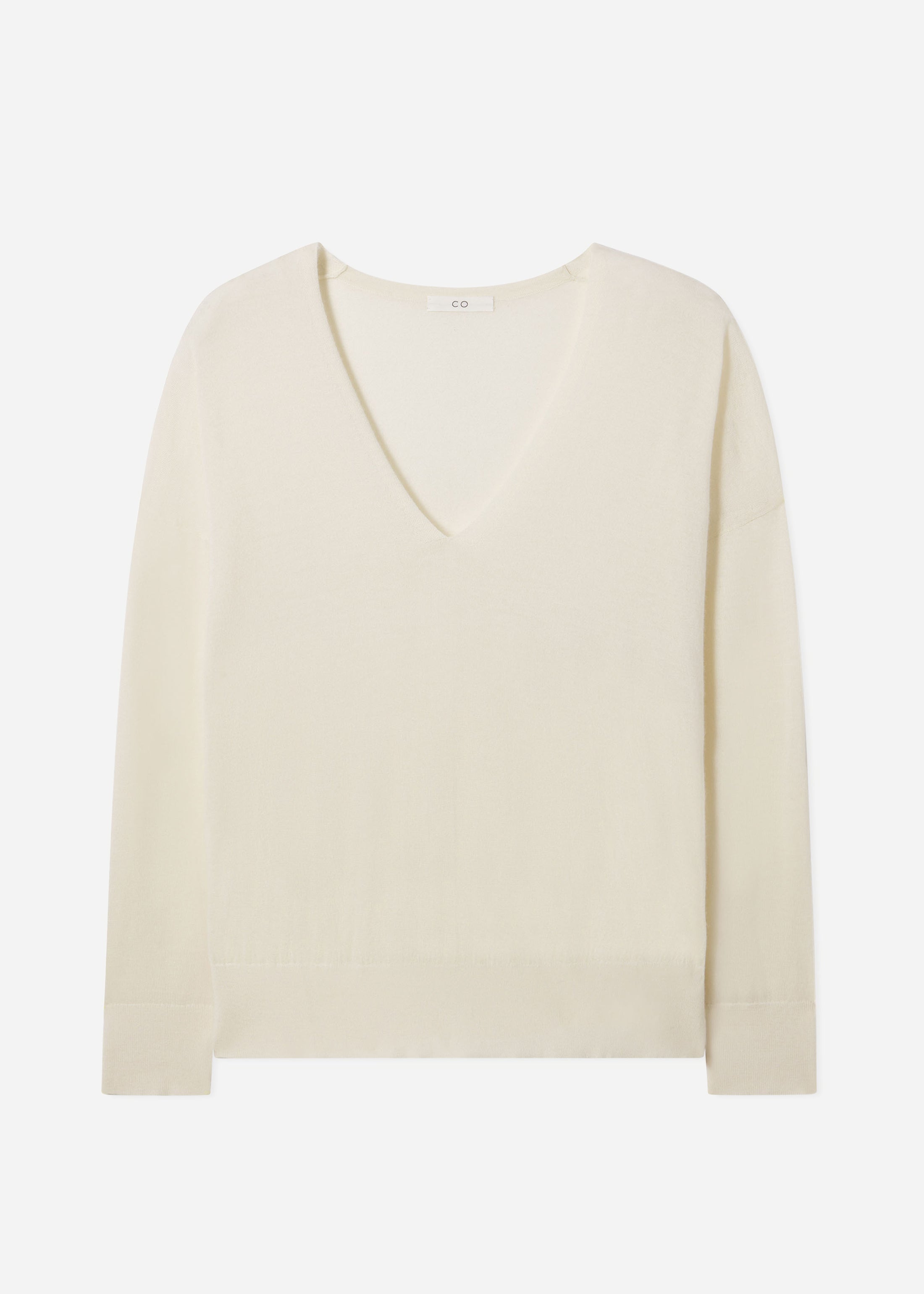 V-Neck Sweater in Fine Cashmere - Ivory