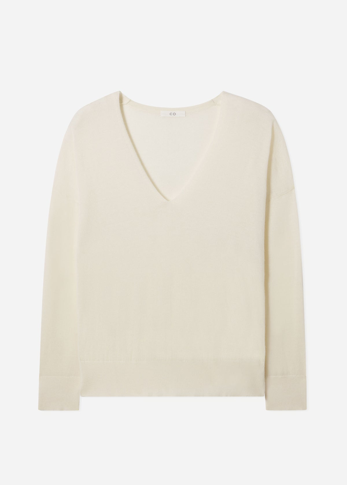 V-Neck Sweater in Fine Cashmere - Ivory, image 4 of 4