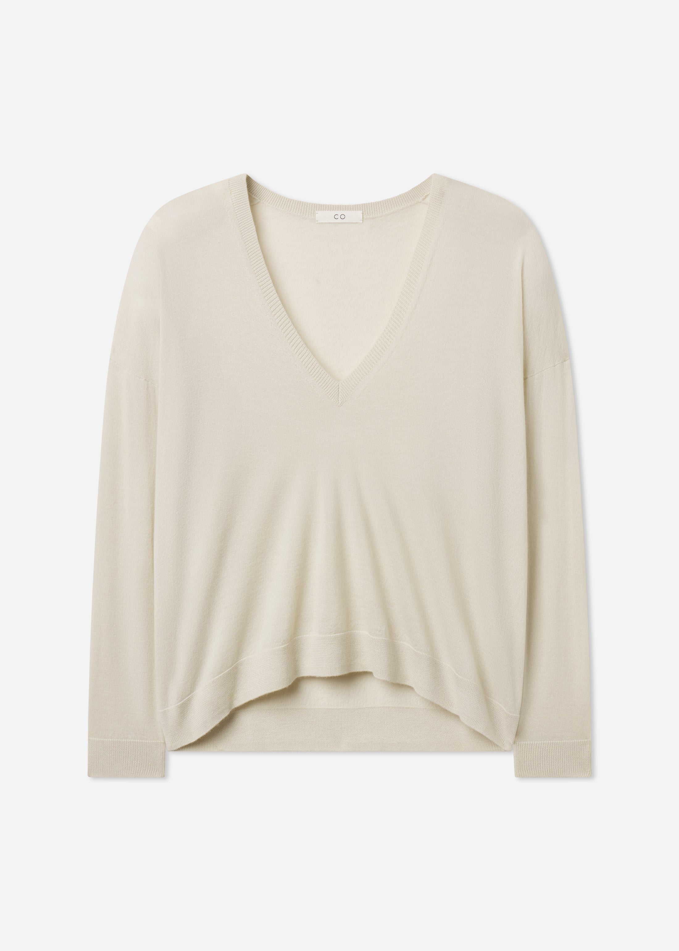 V-Neck Sweater in Fine Cashmere - Pearl